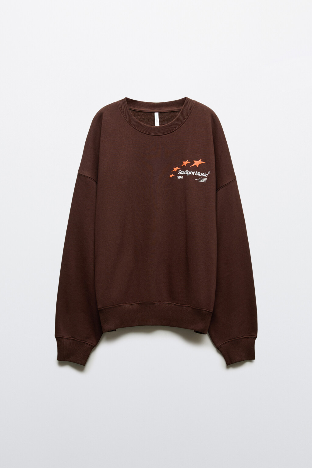 Свитшот оверсайз из футера с принтом - цвет коричневый - 1
