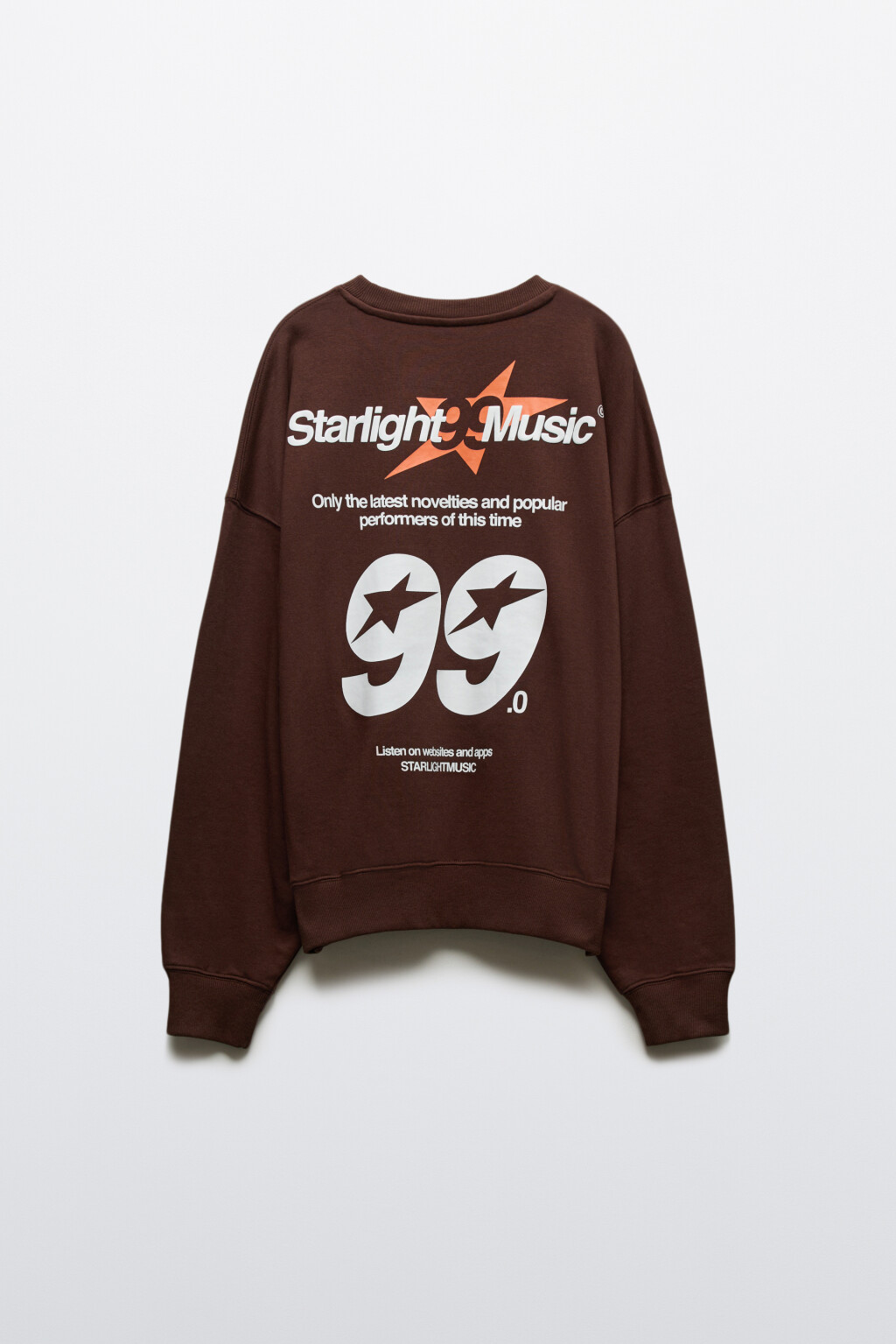 Свитшот оверсайз из футера с принтом - цвет коричневый - 2