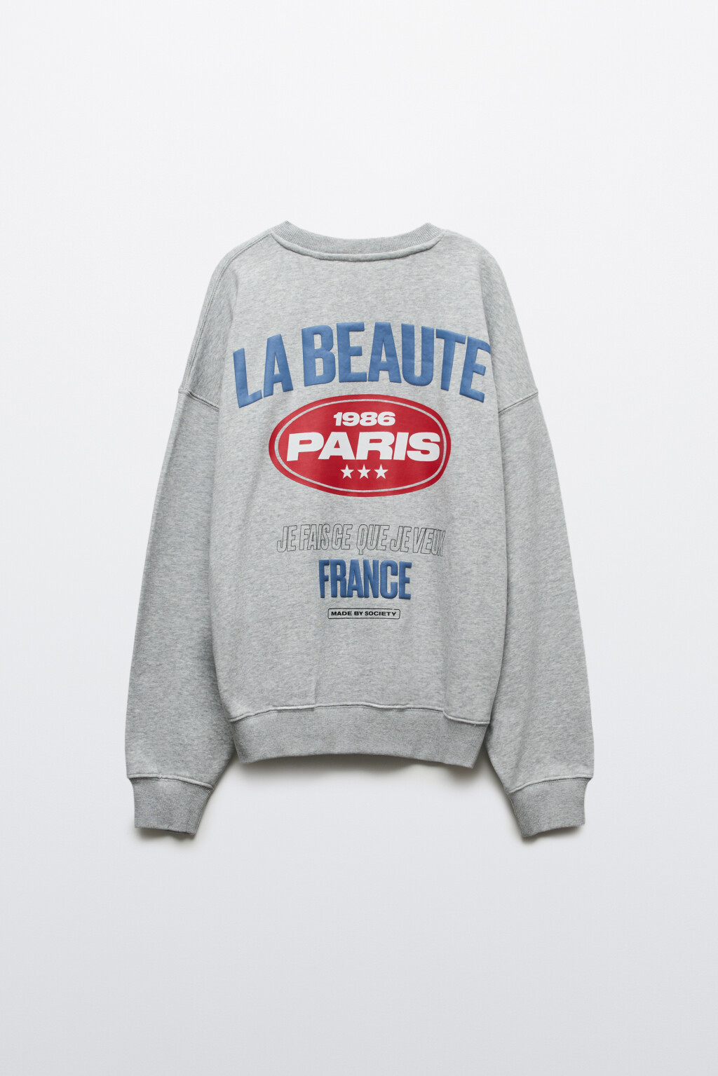 Свитшот оверсайз из футера с принтом - цвет серый - 2