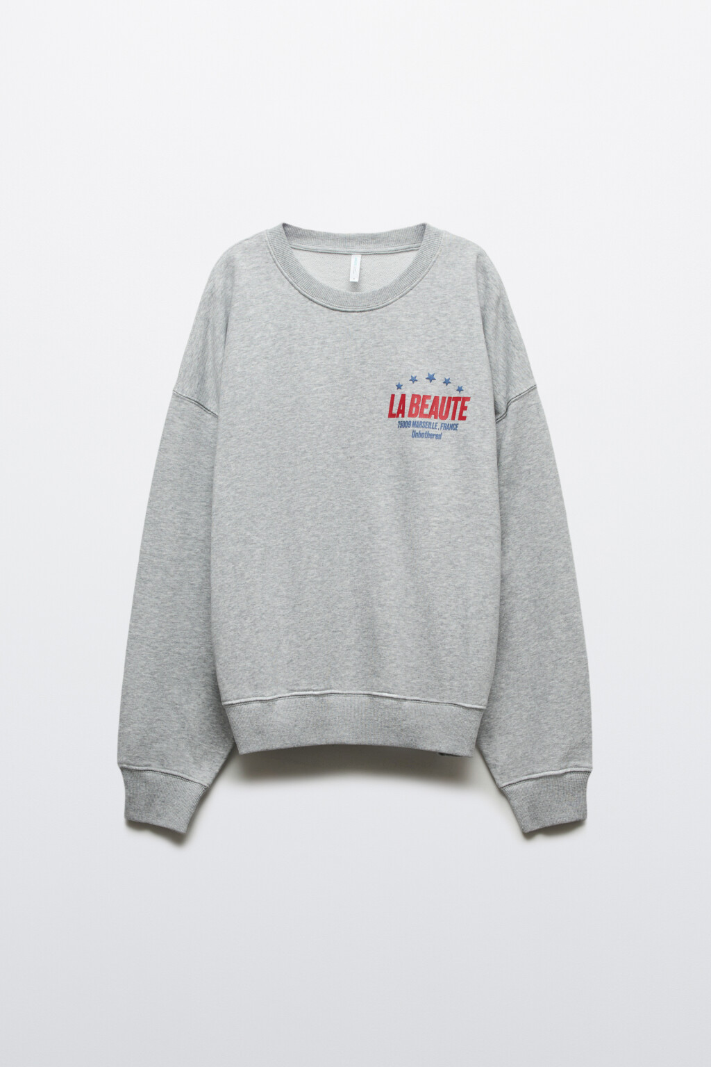 Свитшот укороченный с принтом - цвет серый - 1