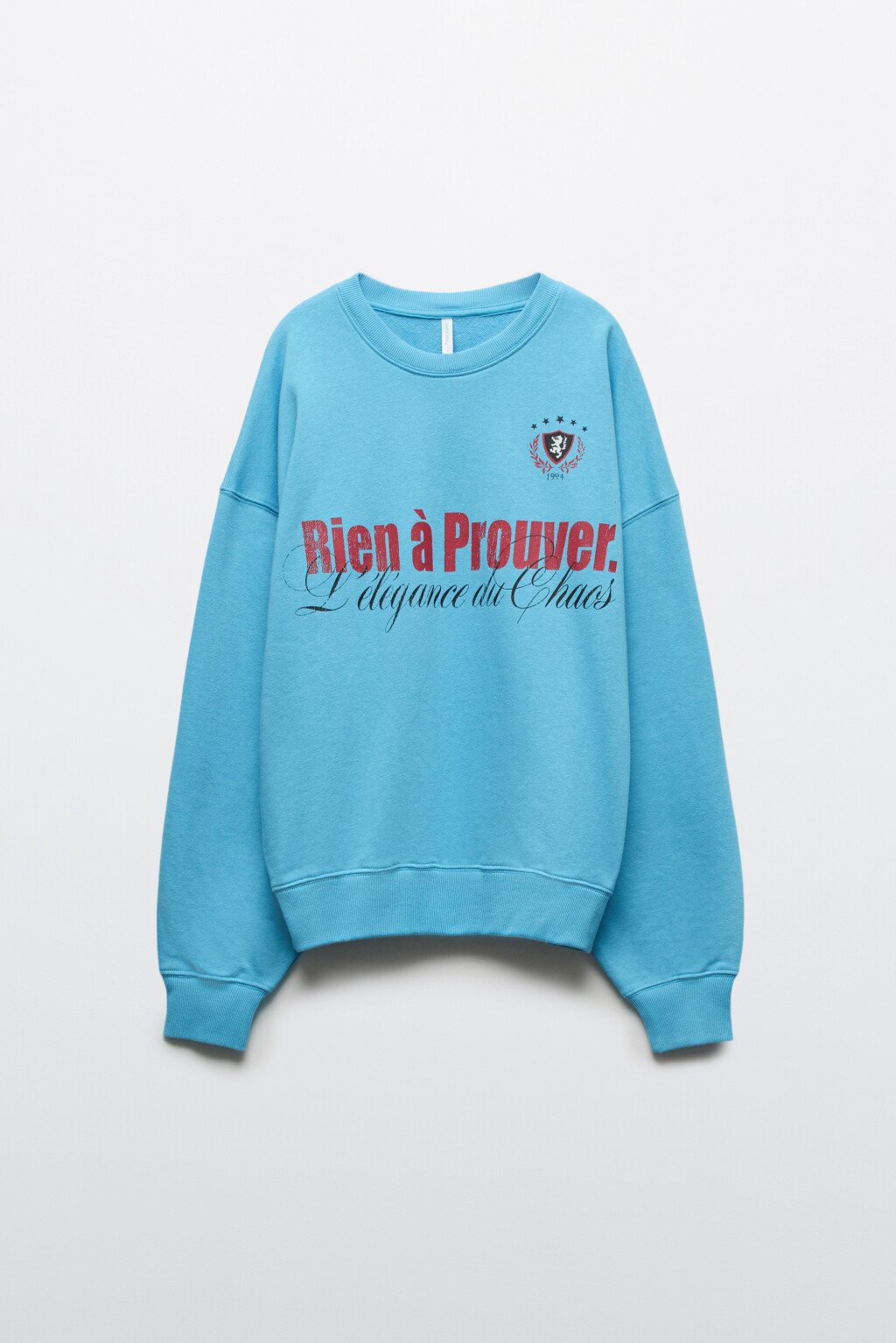 Свитшот укороченный с принтом - цвет синий - 1