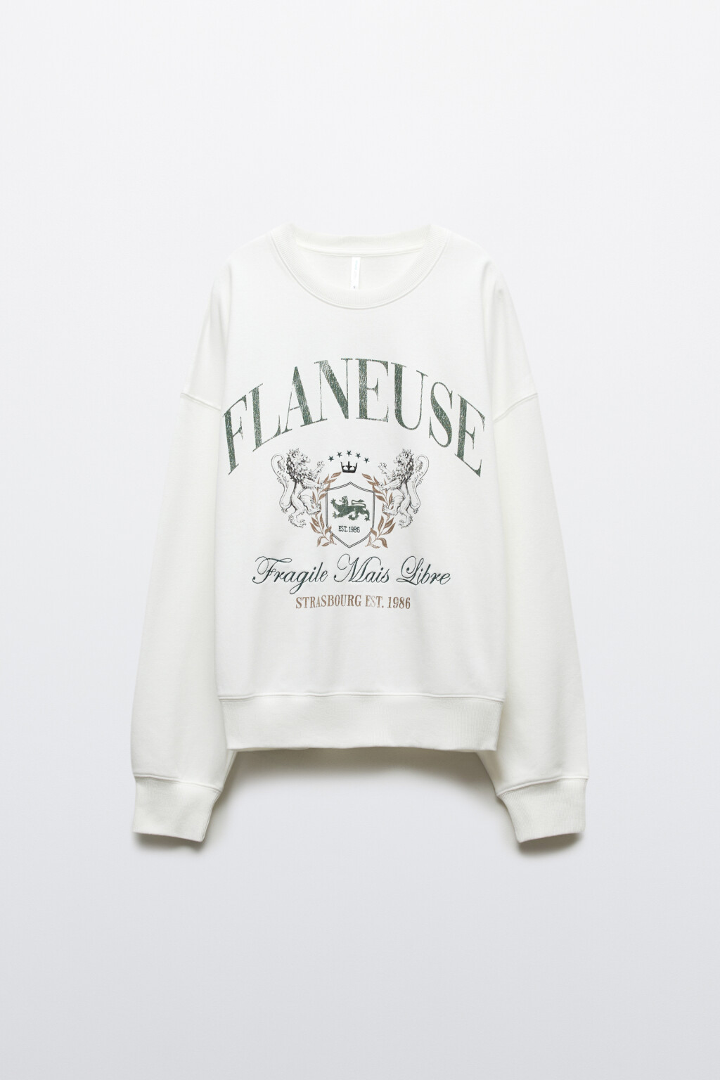 Свитшот укороченный с принтом - цвет бежевый - 1