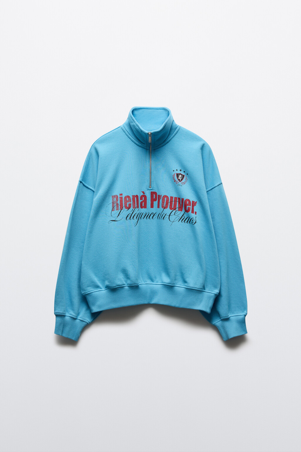 Свитшот с воротником на молнии - цвет синий - 1