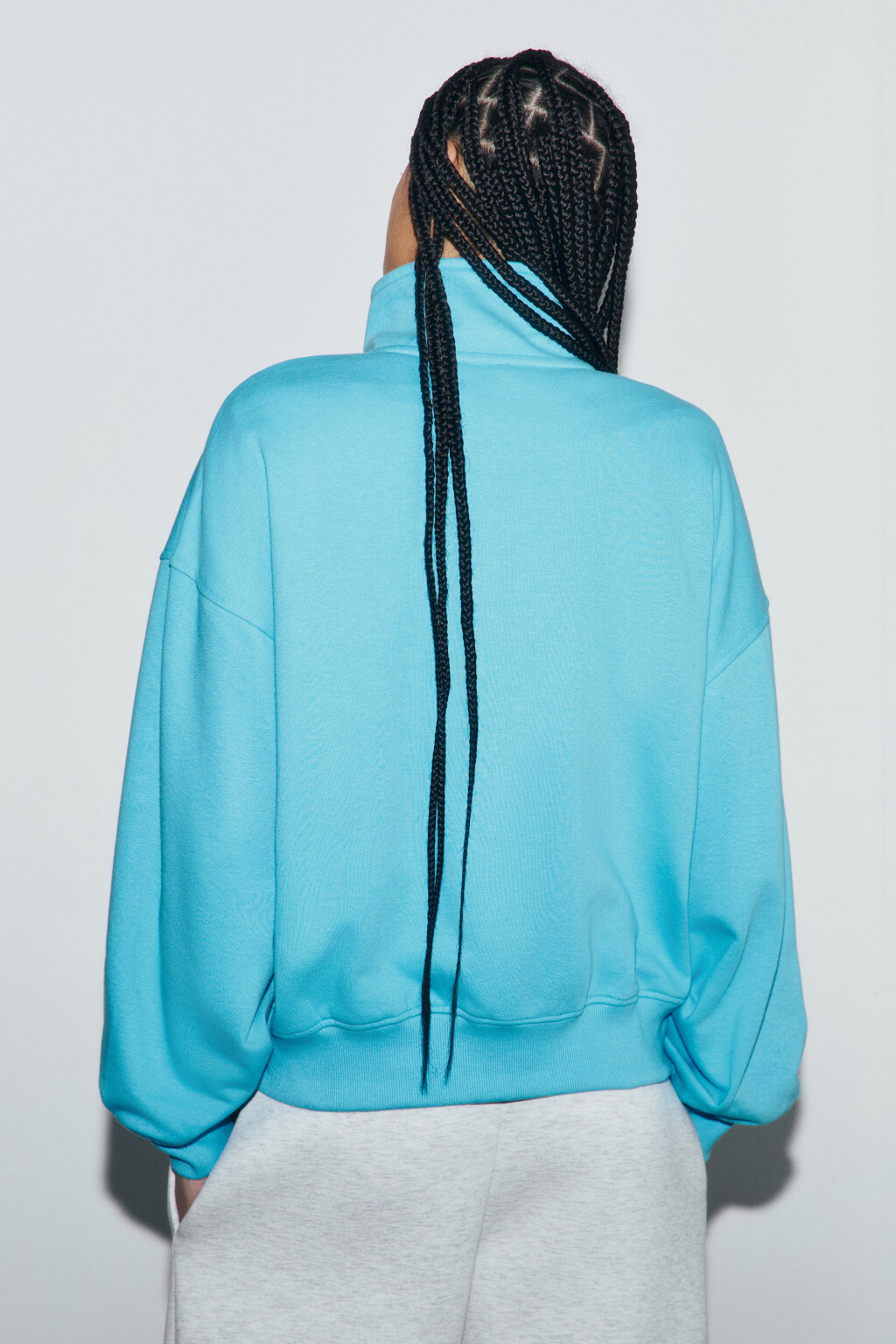 Свитшот с воротником на молнии - цвет синий - 3