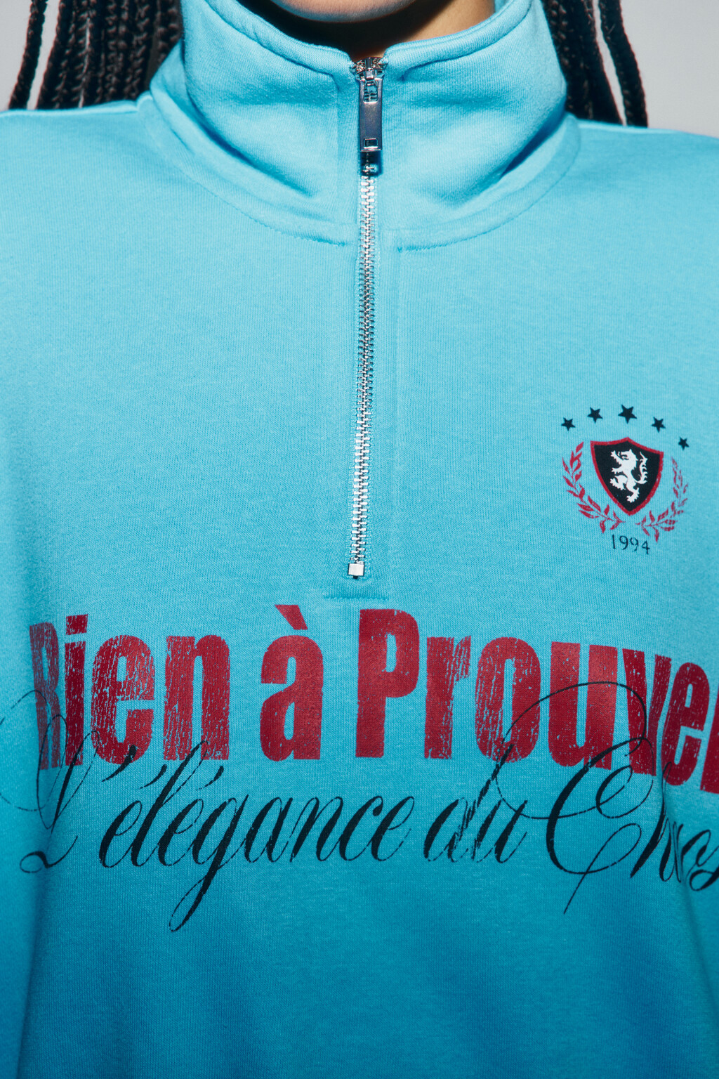 Свитшот с воротником на молнии - цвет синий - 6