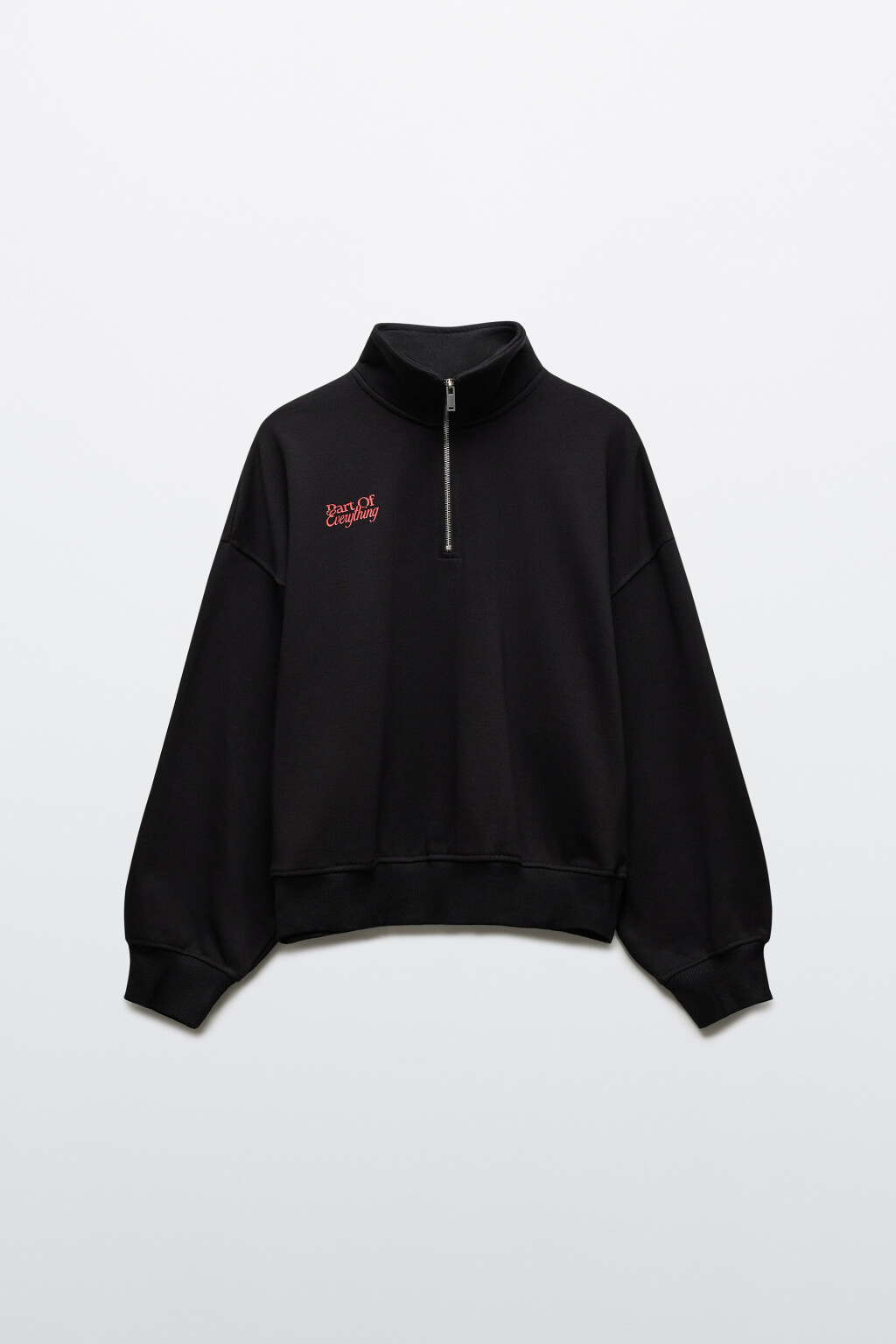 Свитшот с воротником на молнии - цвет черный - 1