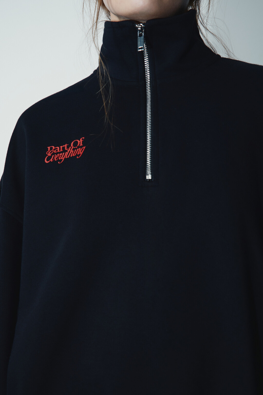 Свитшот с воротником на молнии - цвет черный - 5