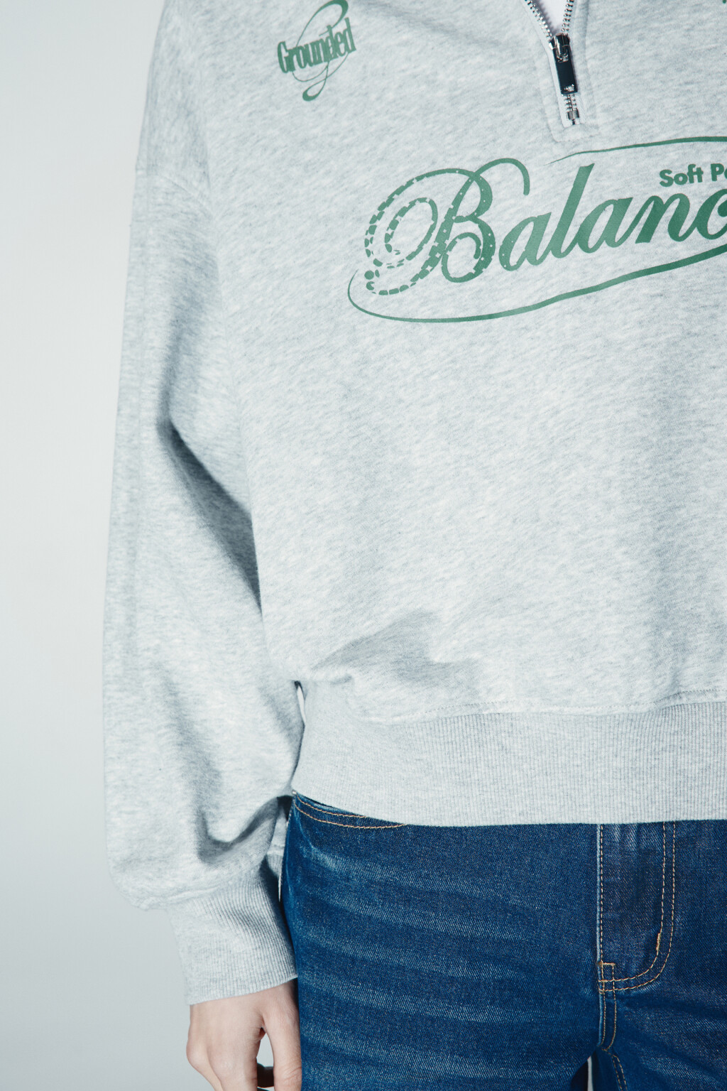 Свитшот с воротником на молнии - цвет серый - 6