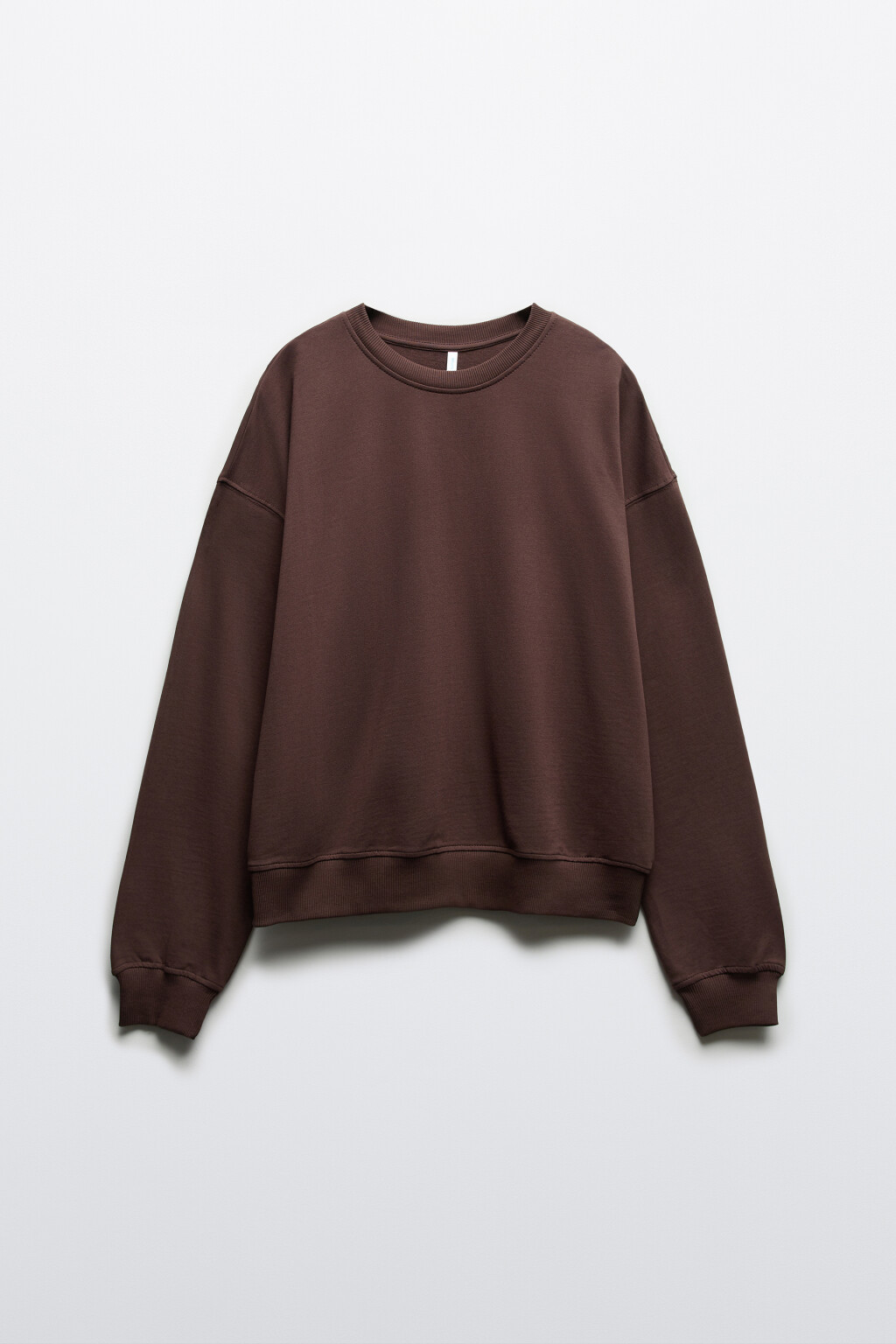 Свитшот базовый из хлопкового трикотажа - цвет коричневый - 1