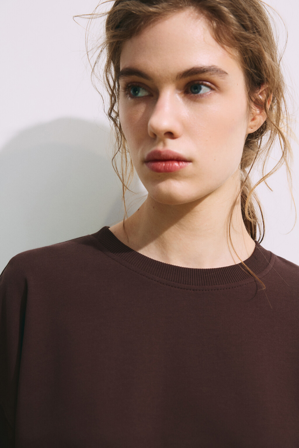 Свитшот базовый из хлопкового трикотажа - цвет коричневый - 6