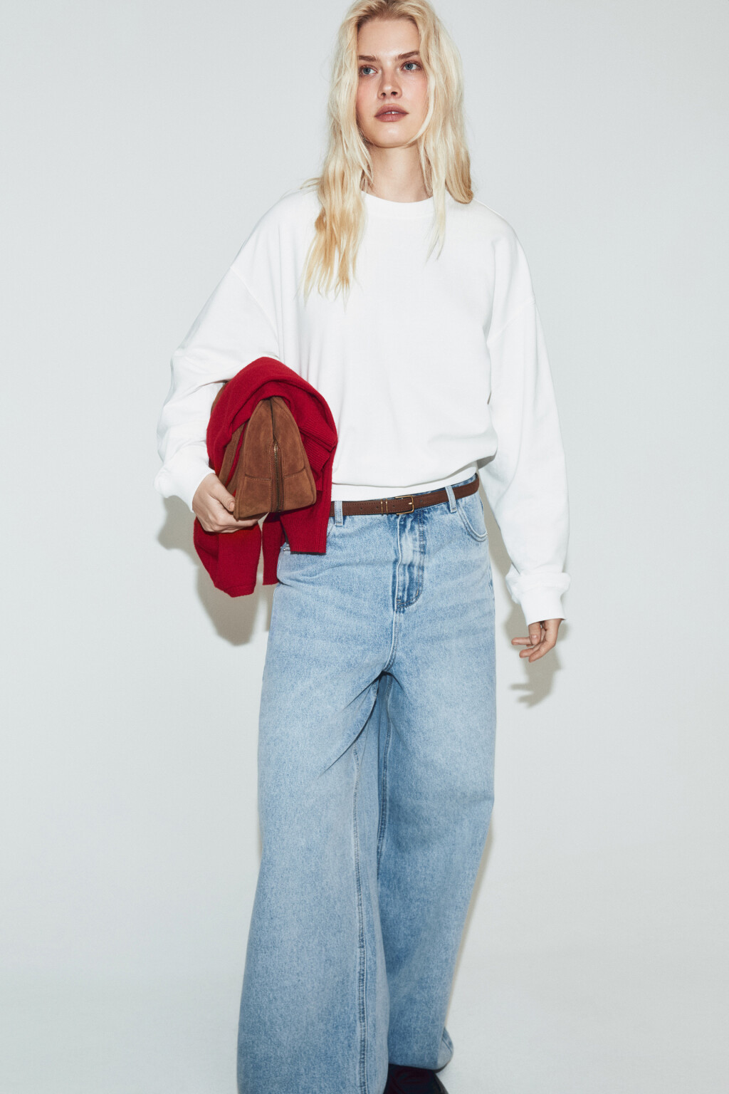 Свитшот базовый из хлопкового трикотажа - цвет молочный - 2