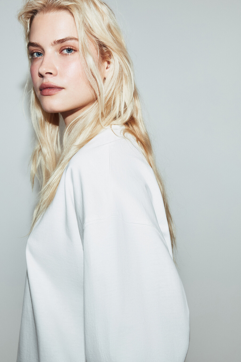 Свитшот базовый из хлопкового трикотажа - цвет молочный - 8