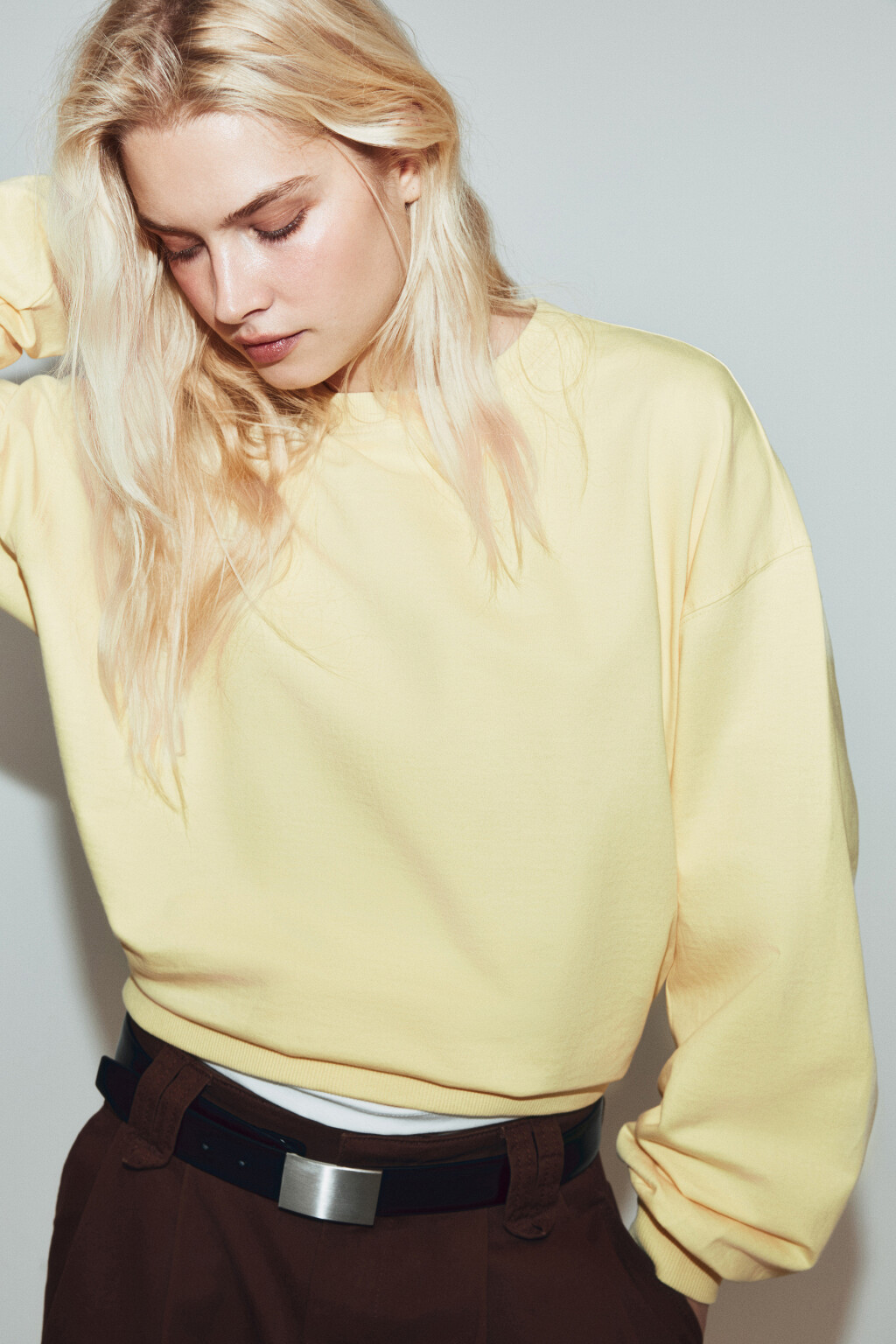 Свитшот базовый из хлопкового трикотажа - цвет желтый - 1