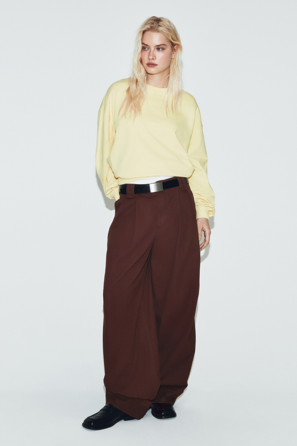 Свитшот базовый из хлопкового трикотажа - цвет желтый - 5