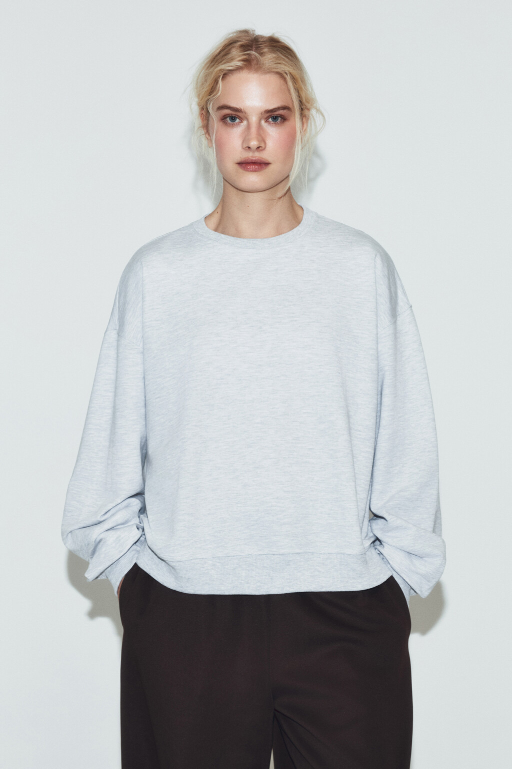 Свитшот базовый из хлопкового трикотажа - цвет серый - 2