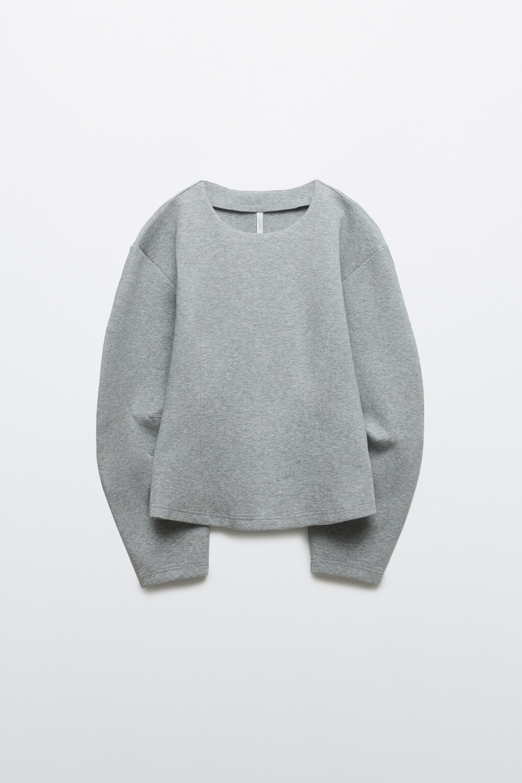 Свитшот приталенный с объемными рукавами - цвет серый - 1