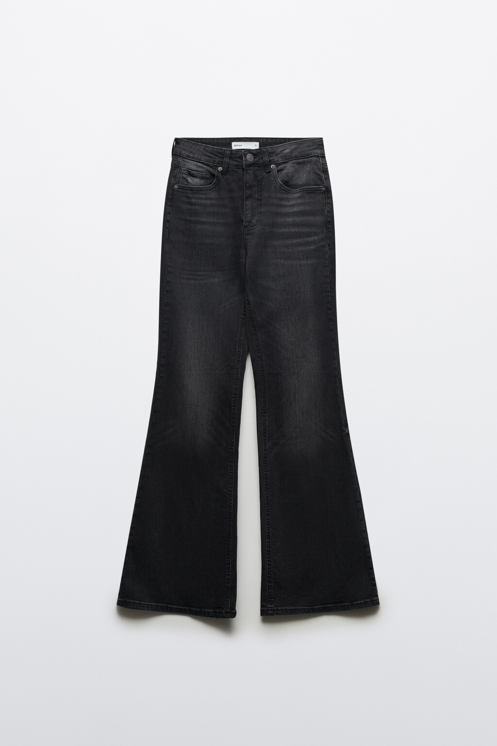 Джинсы клеш удлиненные со средней посадкой - цвет черный - 1