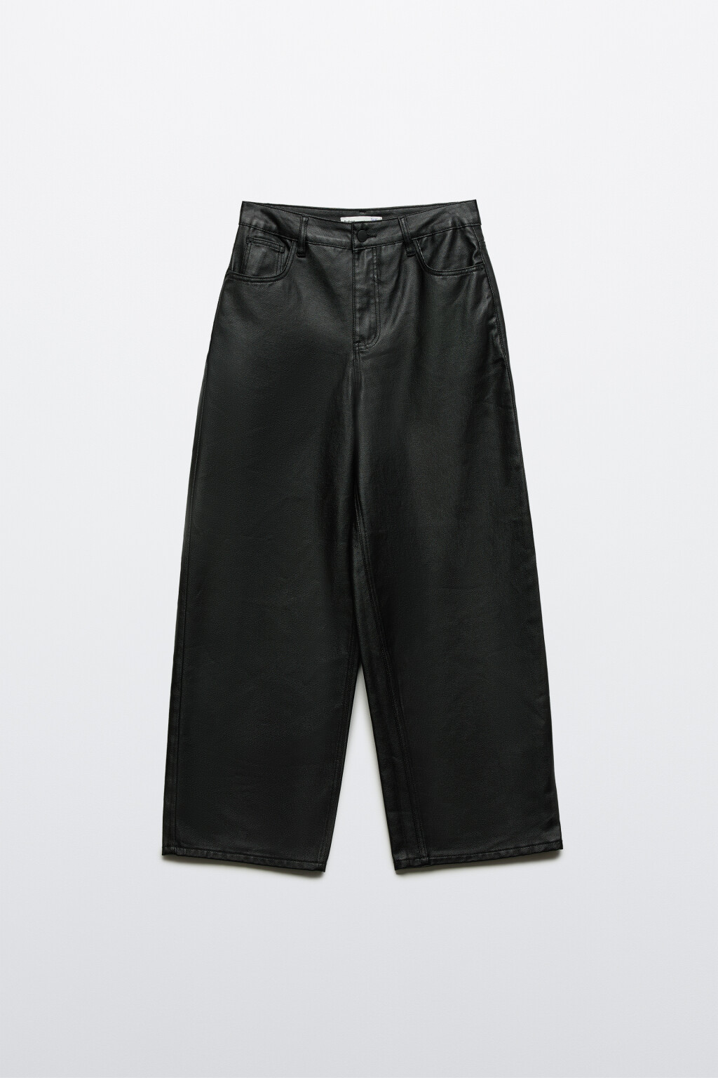 Джинсы baggy fit с кожаным накатом - цвет черный - 1