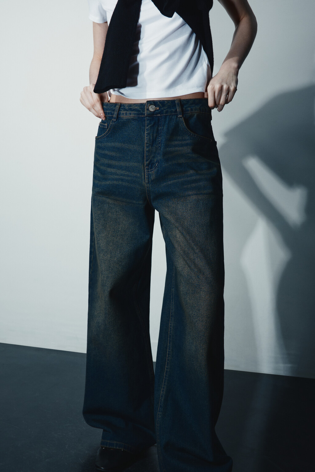 Джинсы baggy fit со средней посадкой - цвет темный тинт - 1