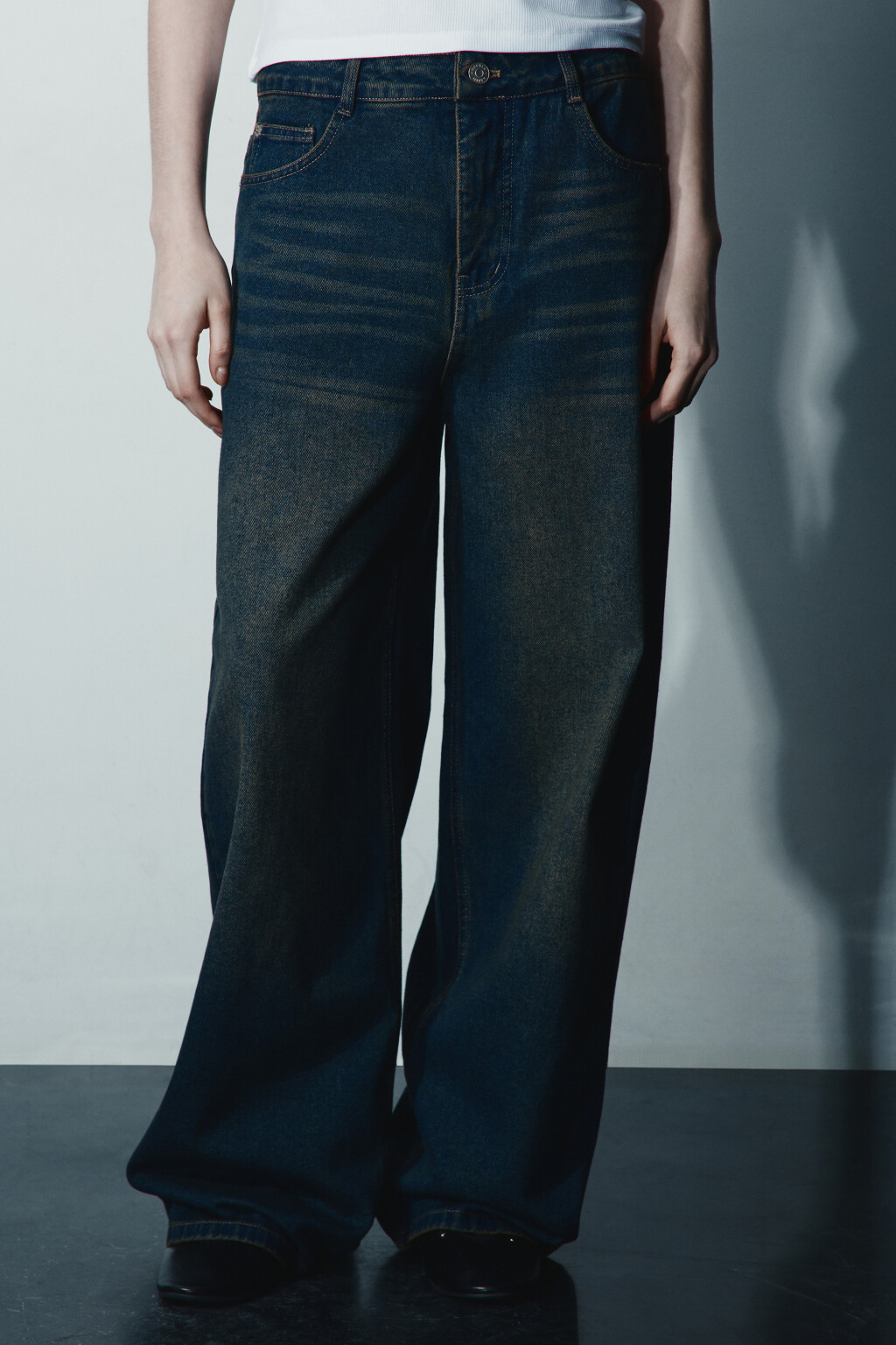 Джинсы baggy fit со средней посадкой - цвет темный тинт - 3