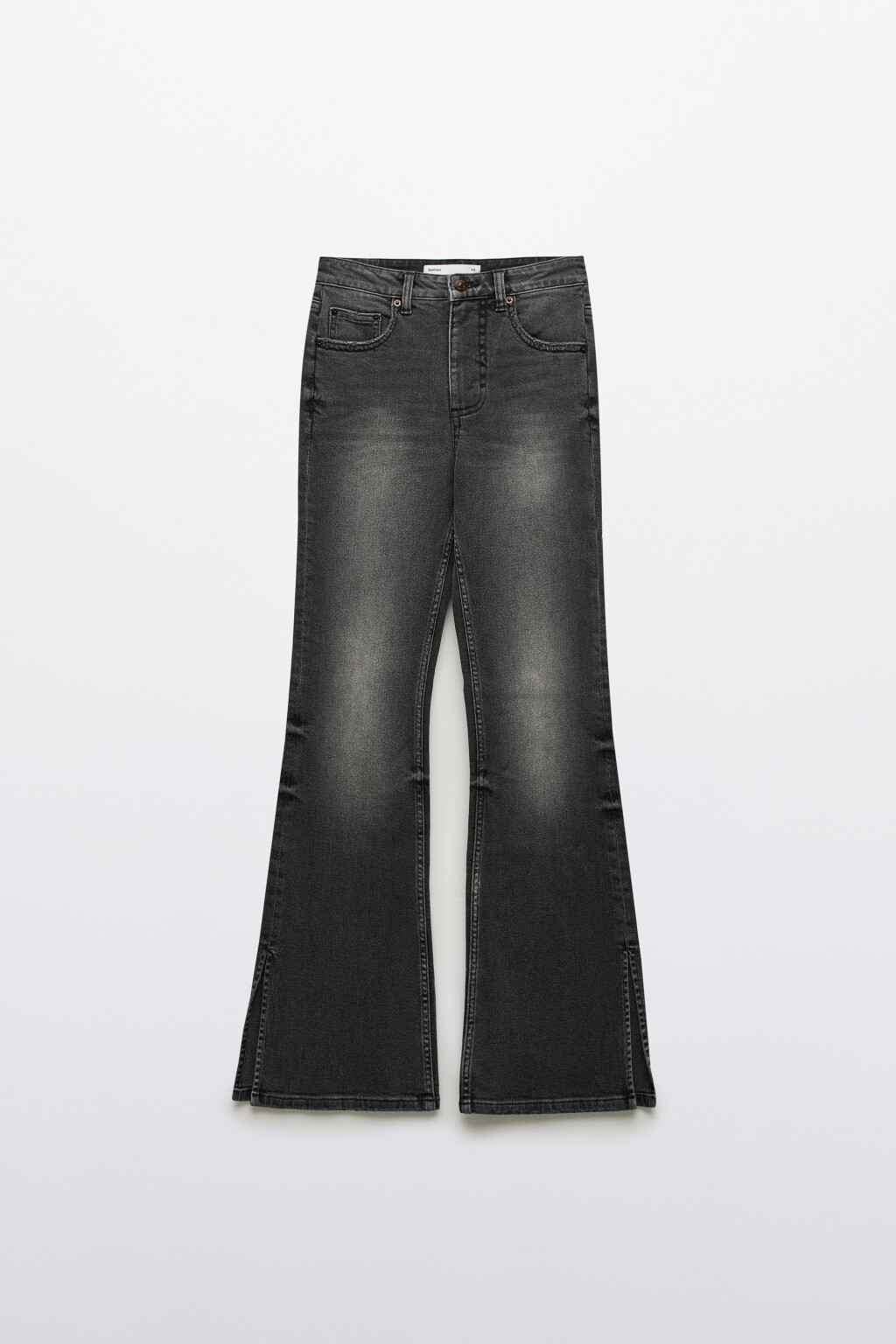 Джинсы клеш с разрезами по низу - цвет серый - 8