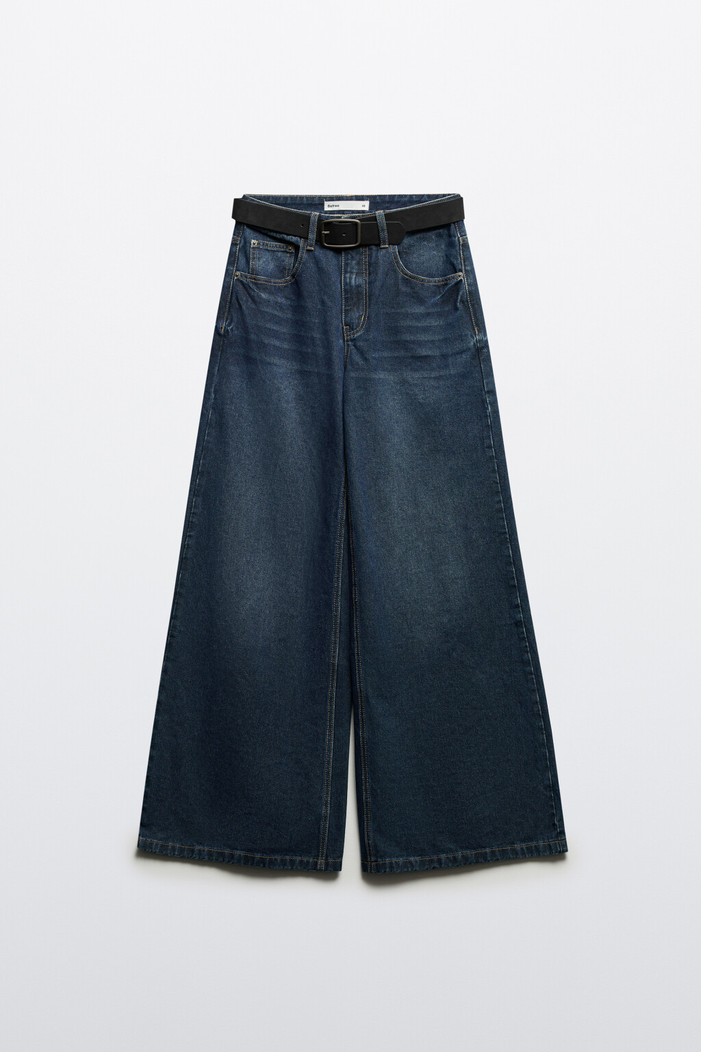 Джинсы широкие с ремнем - цвет синий - 1