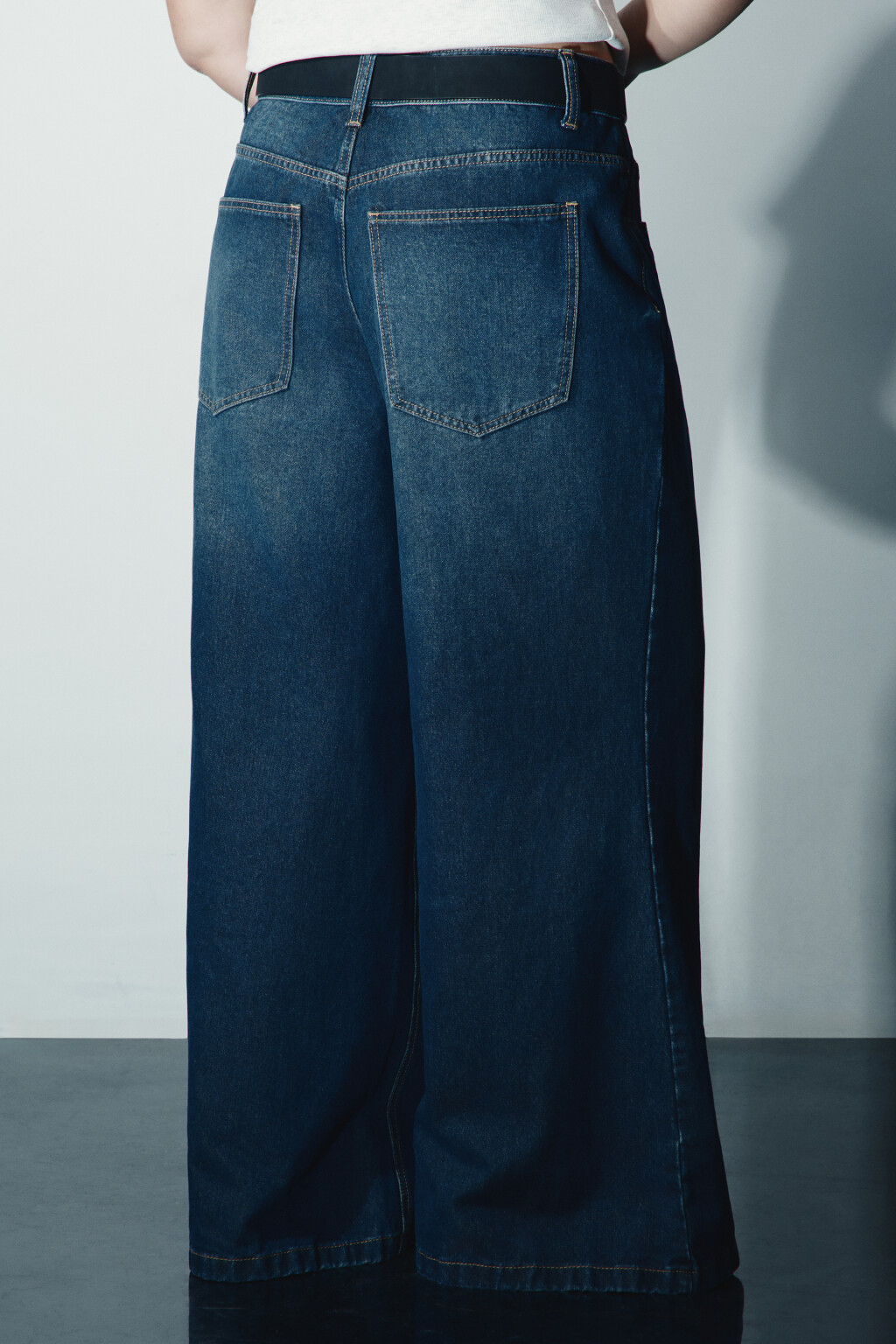 Джинсы широкие с ремнем - цвет синий - 3