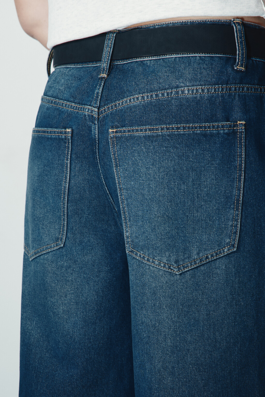 Джинсы широкие с ремнем - цвет синий - 6