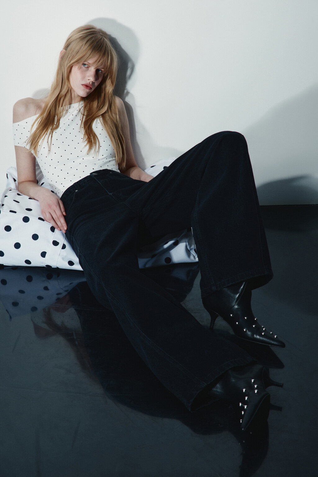 Джинсы barrel fit широкие - цвет черный - 3