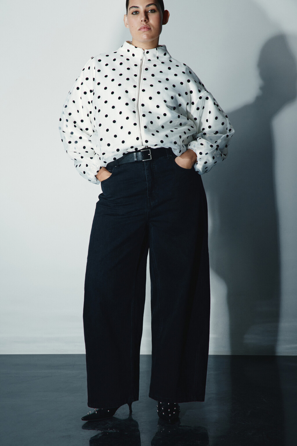 Джинсы barrel fit объемные - цвет черный - 1