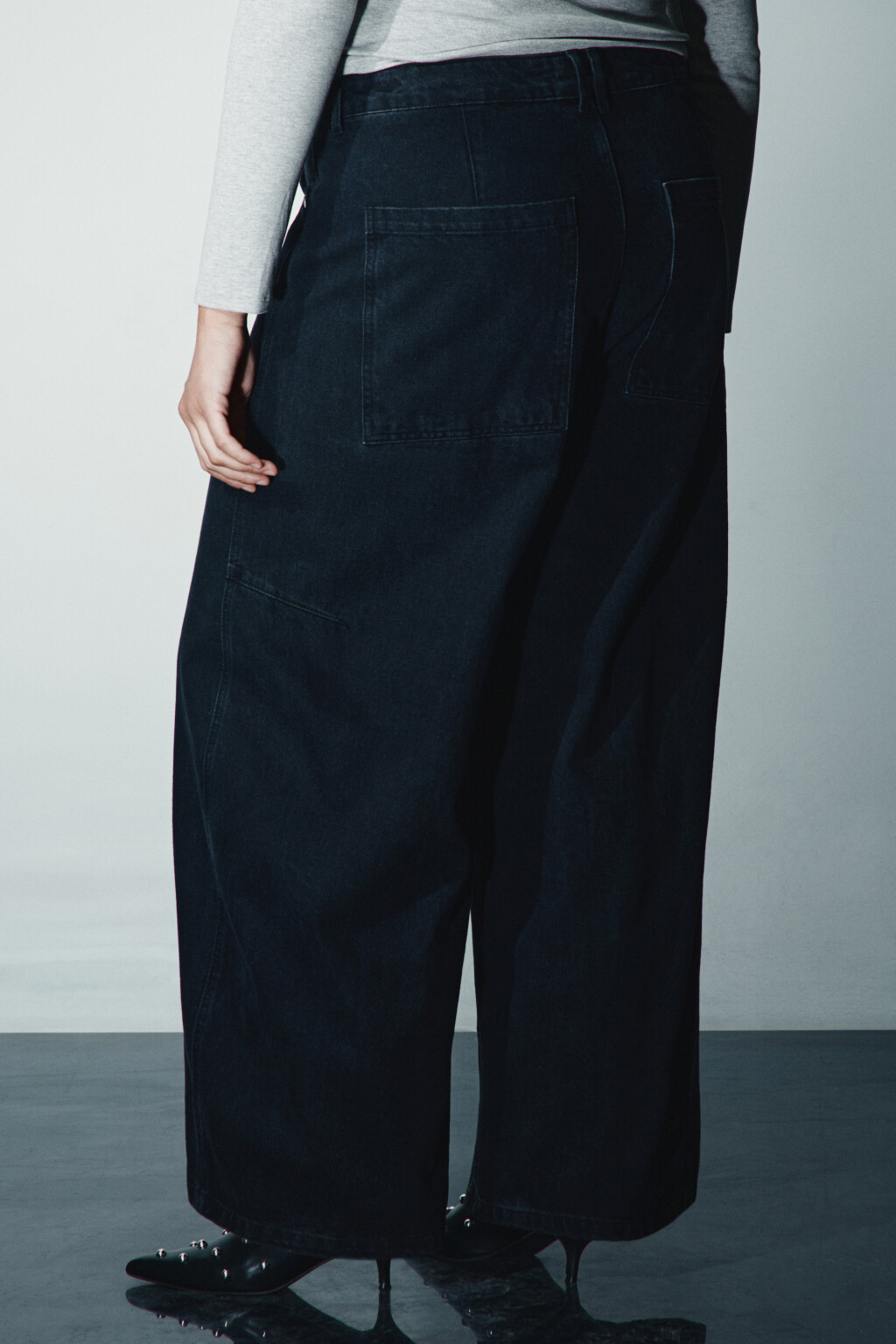 Джинсы barrel fit объемные - цвет черный - 3