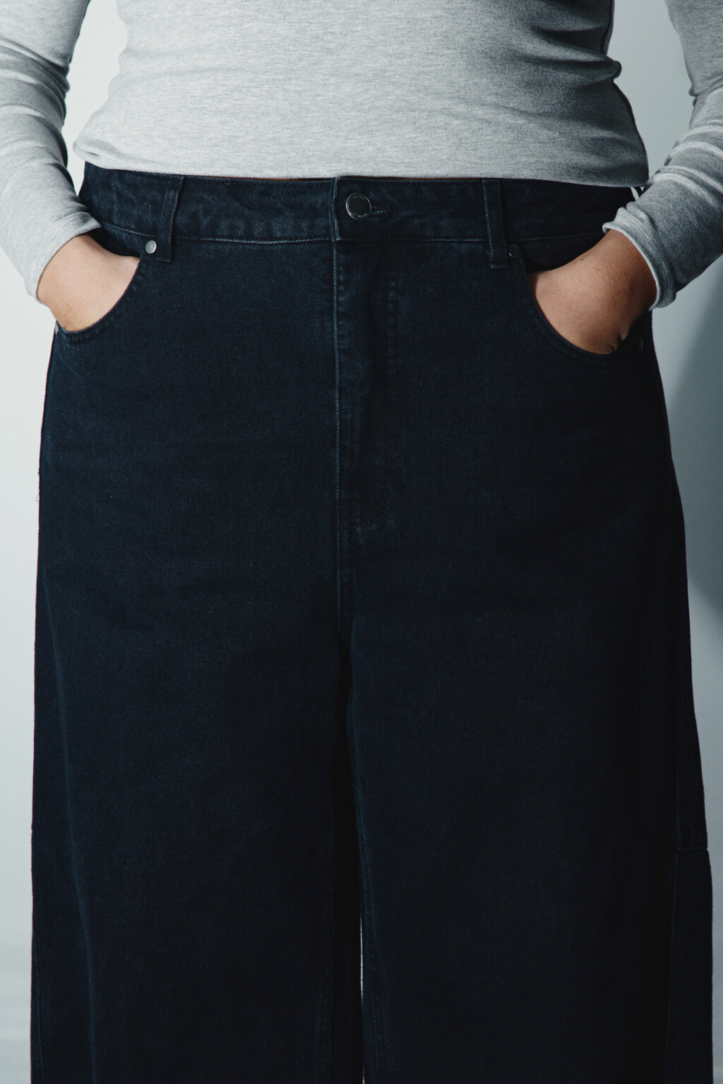 Джинсы barrel fit объемные - цвет черный - 5