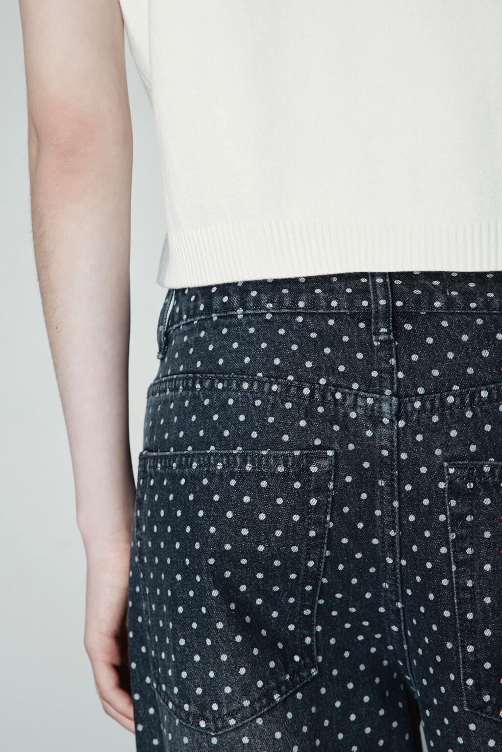 Джинсы baggy fit в горошек - цвет серый - 6