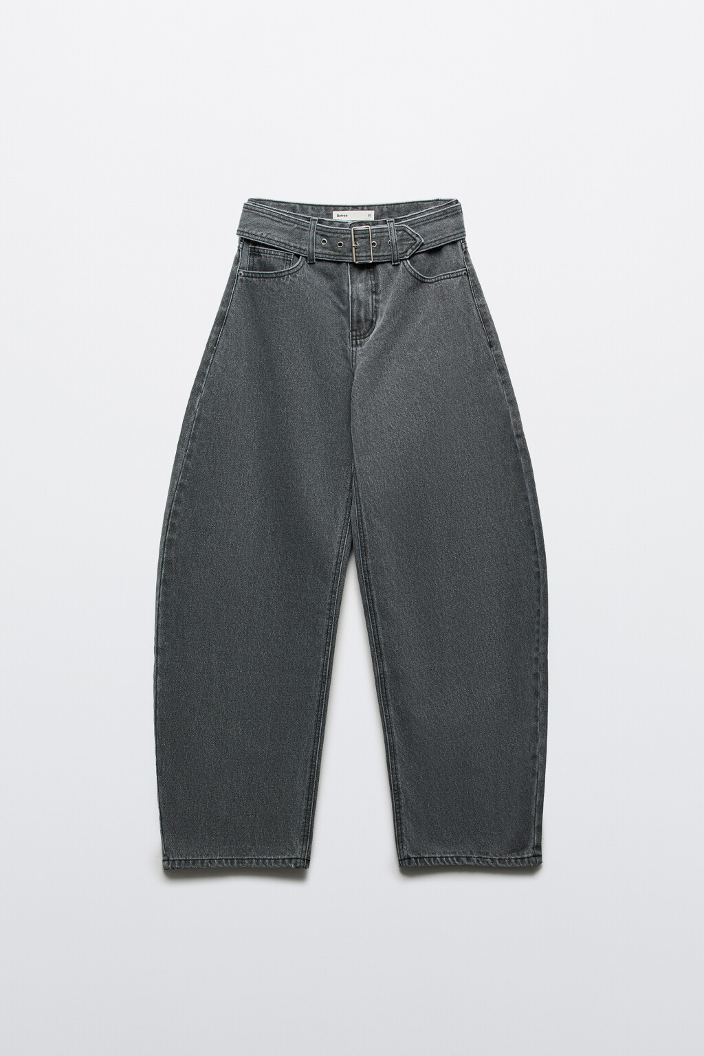Джинсы barrel fit с декоративным ремнем - цвет серый - 1