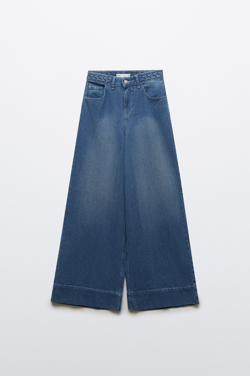 Джинсы wide leg с высокой посадкой и ремнем - цвет голубой - 1