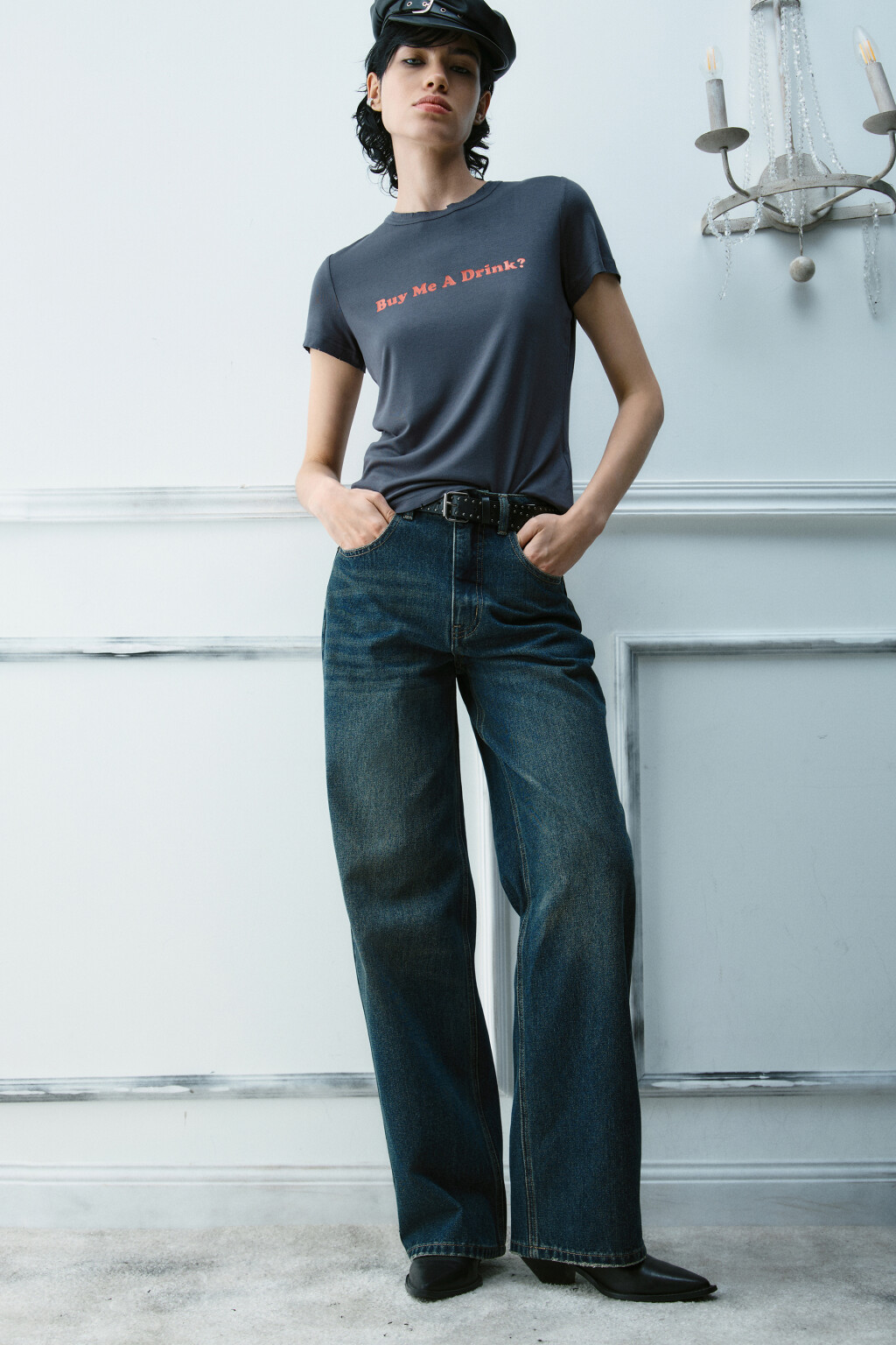 Джинсы straight fit со средней посадкой - цвет темный тинт - 1