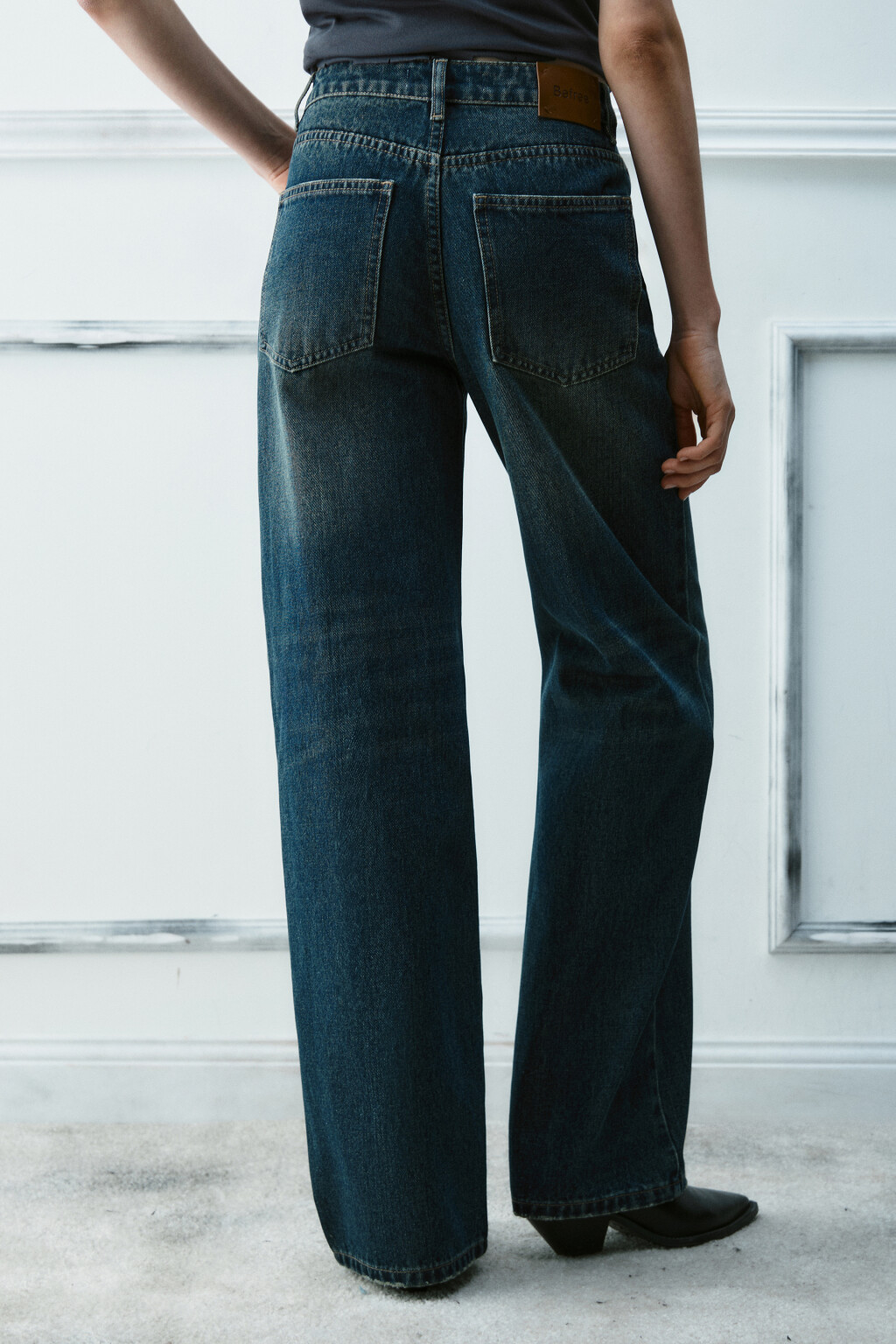 Джинсы straight fit со средней посадкой - цвет темный тинт - 4