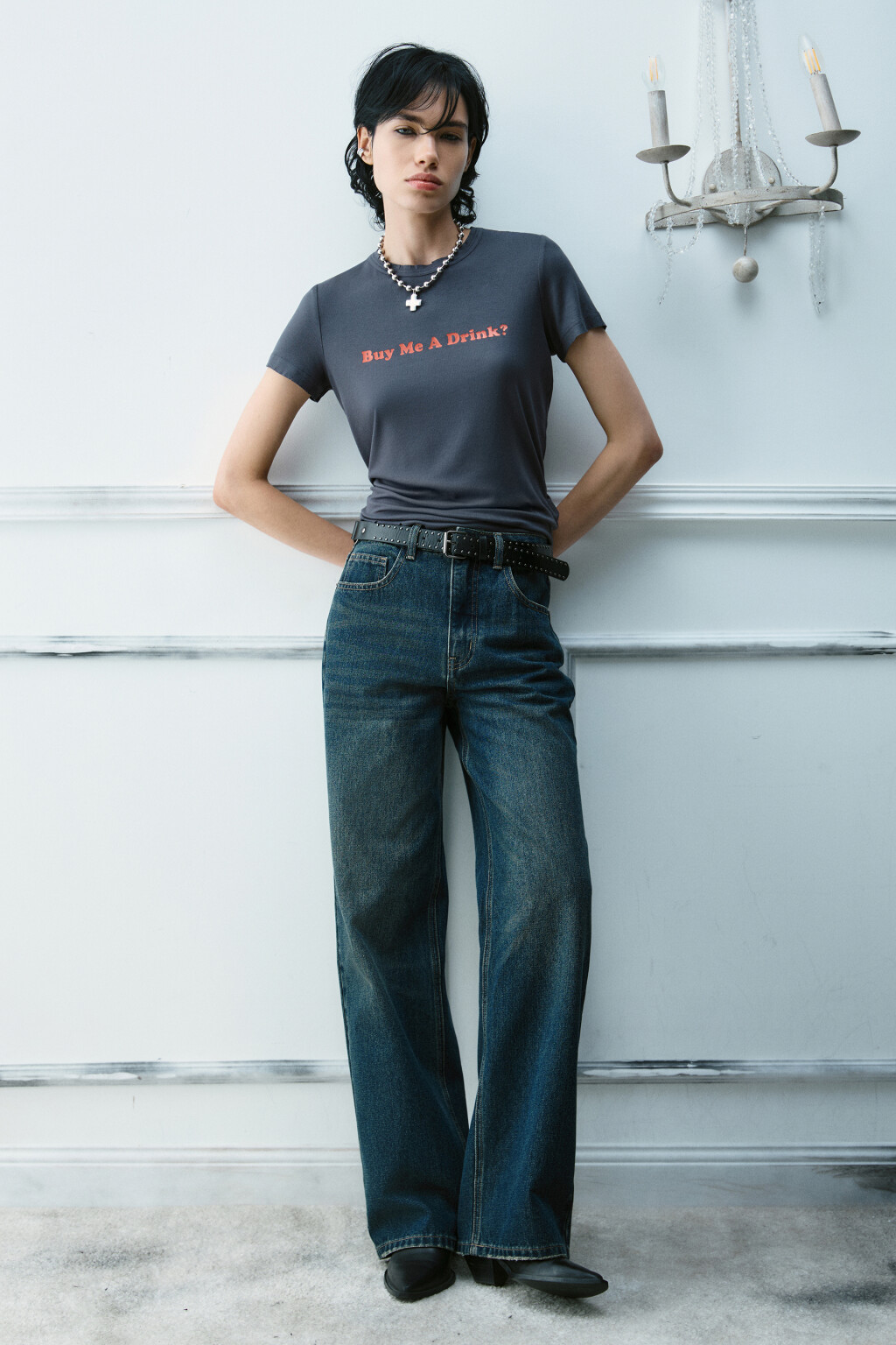 Джинсы straight fit со средней посадкой - цвет темный тинт - 5