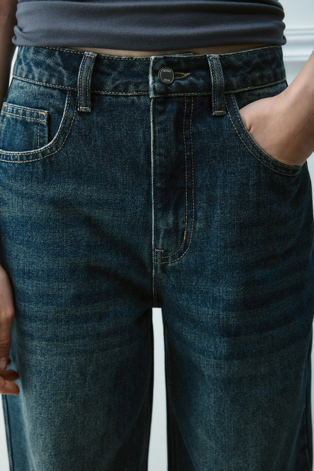 Джинсы straight fit со средней посадкой - цвет темный тинт - 6