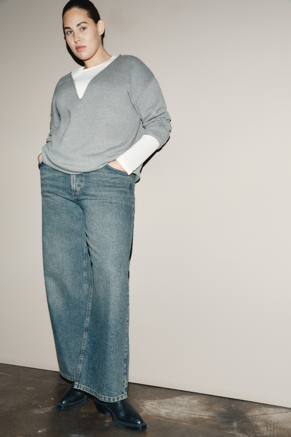 Джинсы прямые со средней посадкой - цвет темный тинт - 1