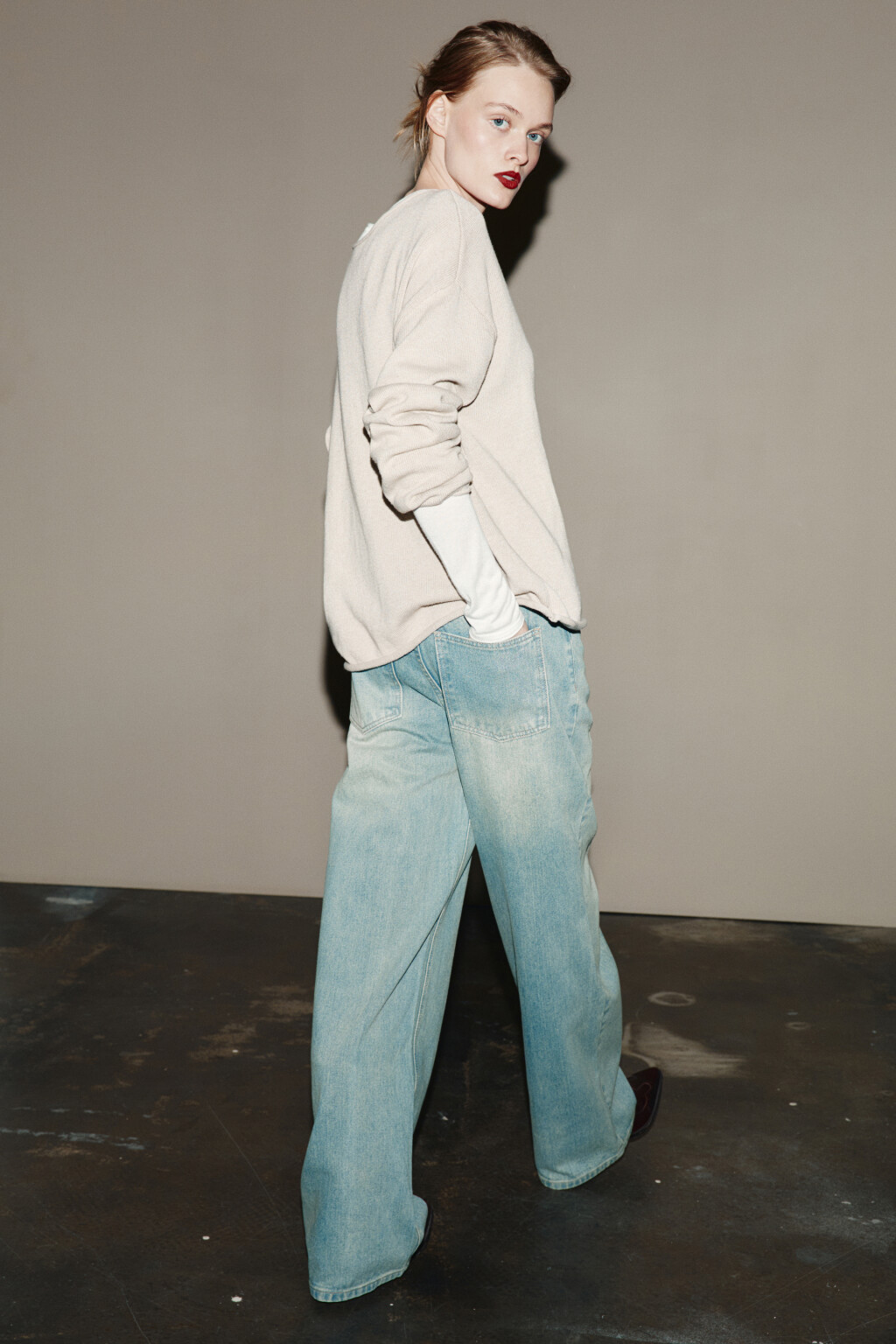 Джинсы baggy fit с низкой посадкой - цвет синий - 1