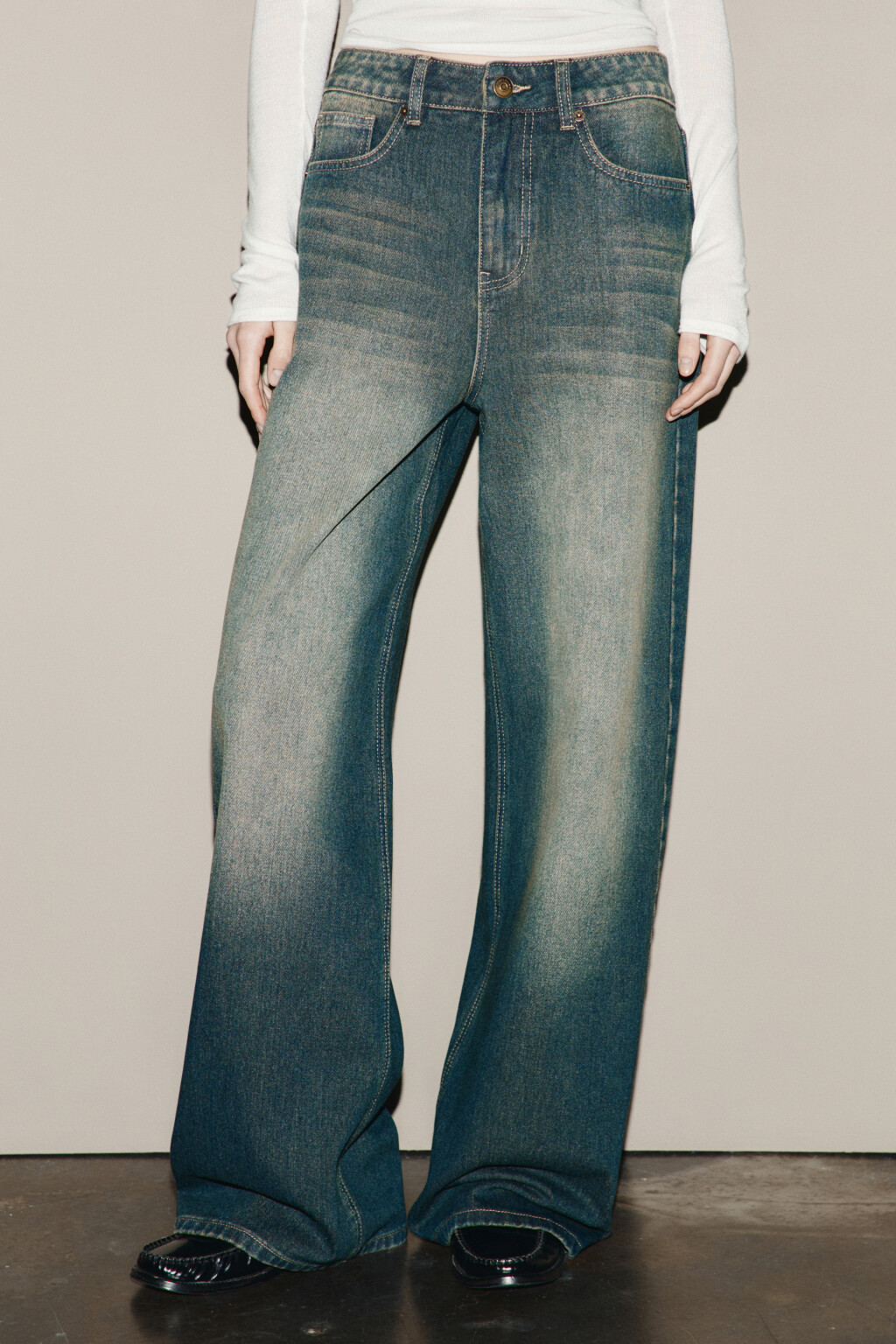 Джинсы baggy fit с низкой посадкой - цвет темный тинт - 3