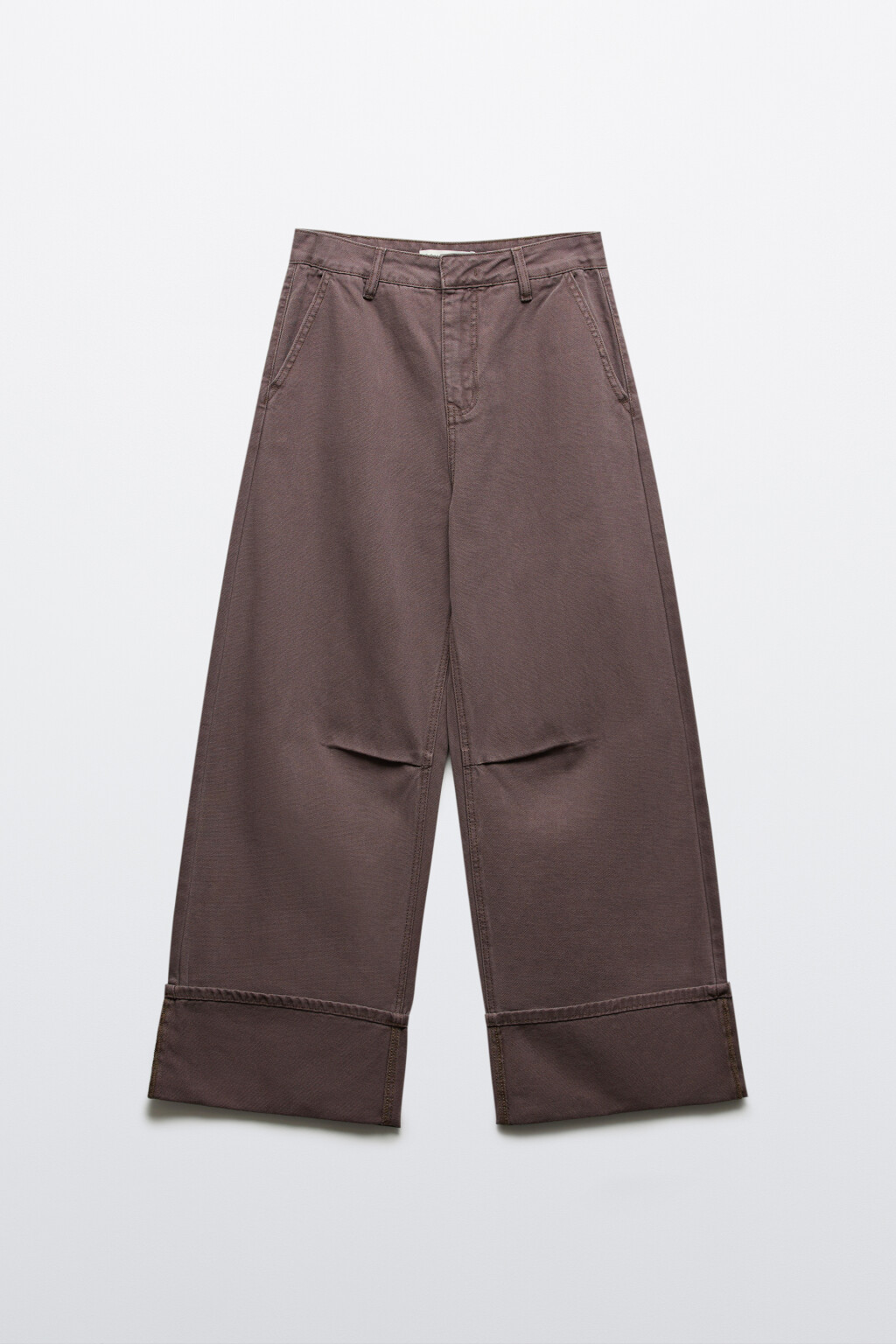 Джинсы baggy fit с подворотами - цвет коричневый - 1