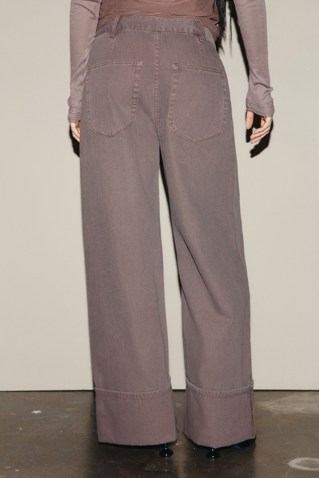 Джинсы baggy fit с подворотами - цвет коричневый - 3