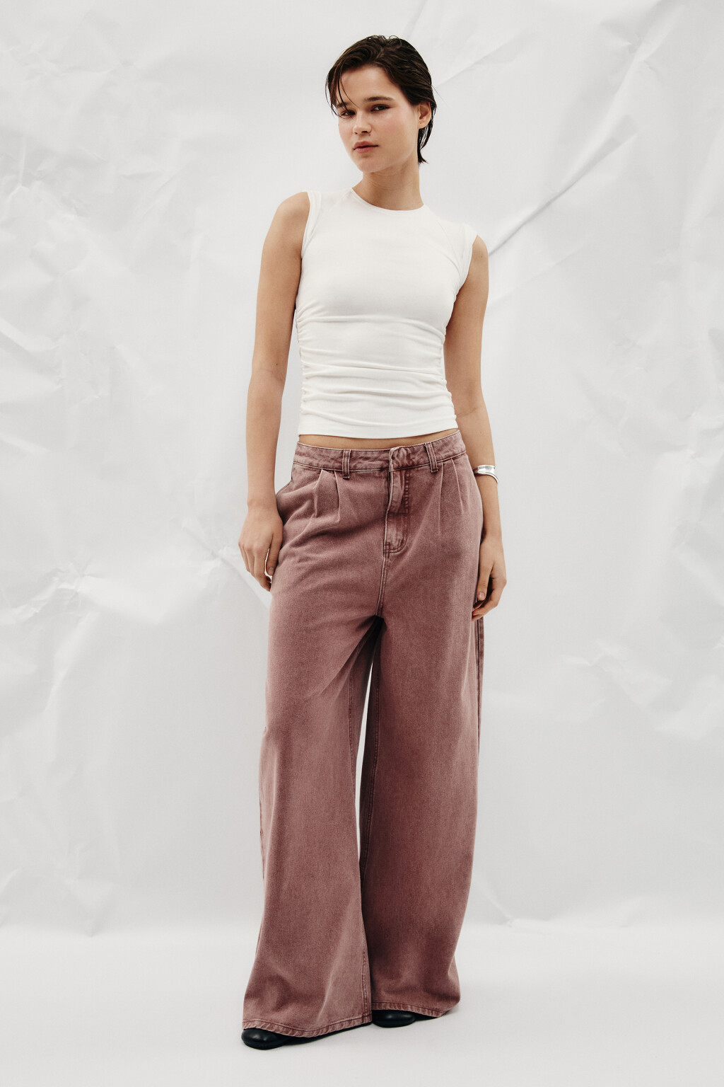 Джинсы baggy fit со средней посадкой - цвет розовый - 4