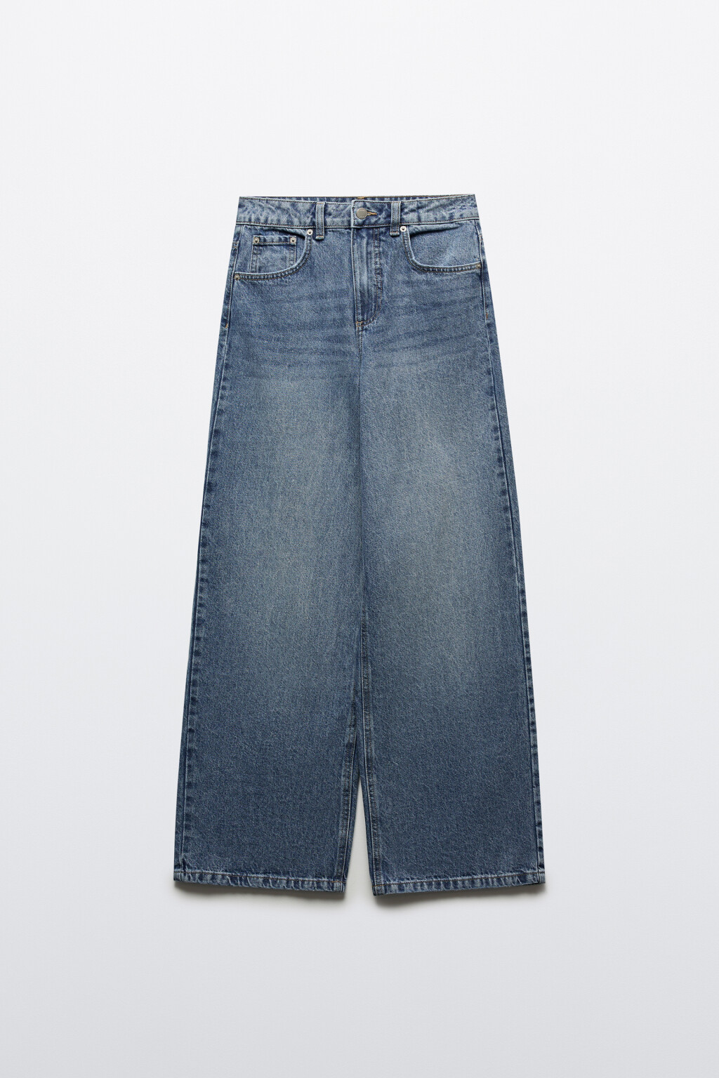 Джинсы широкие с высокой посадкой - цвет голубой - 8