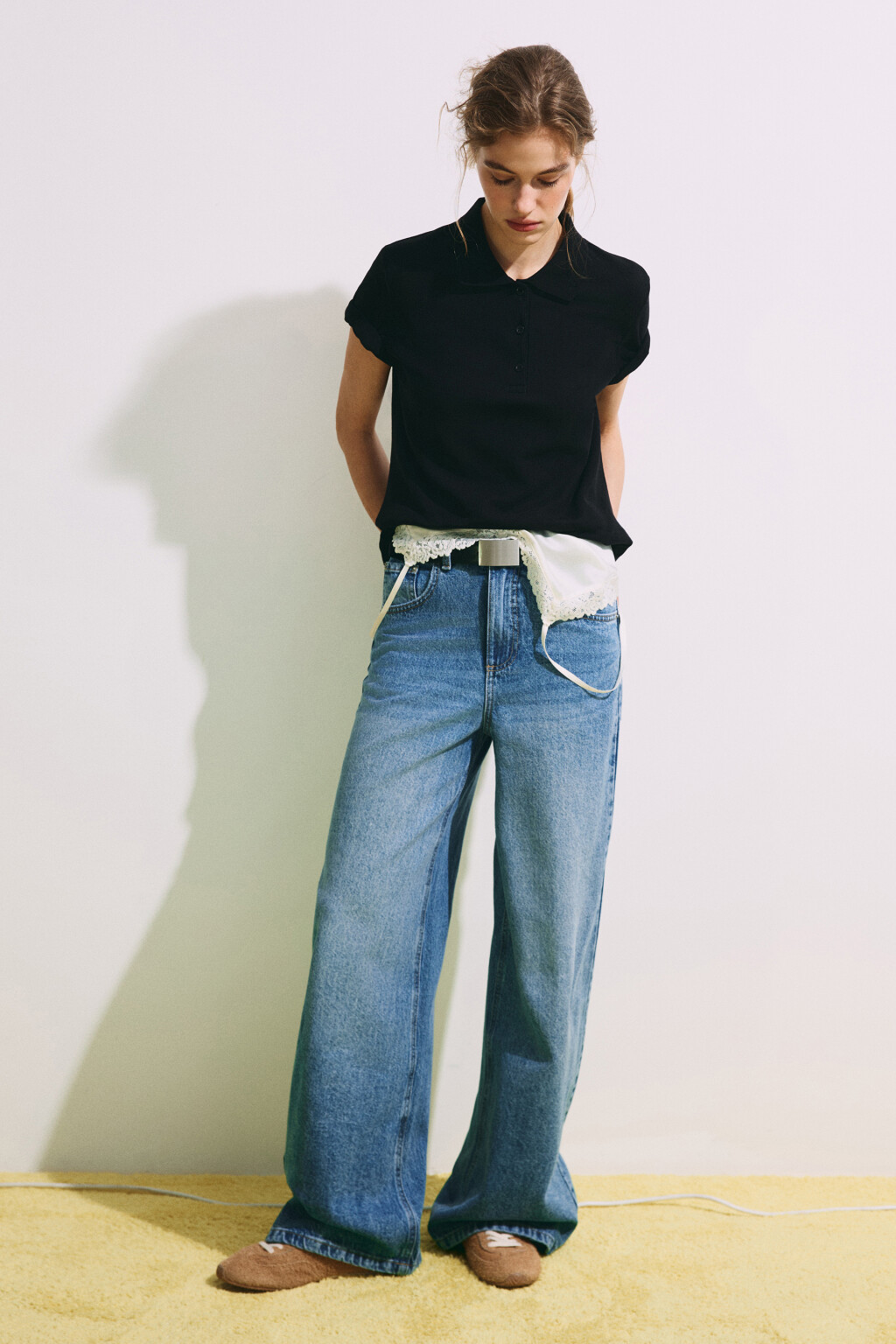 Джинсы широкие с высокой посадкой - цвет голубой - 5