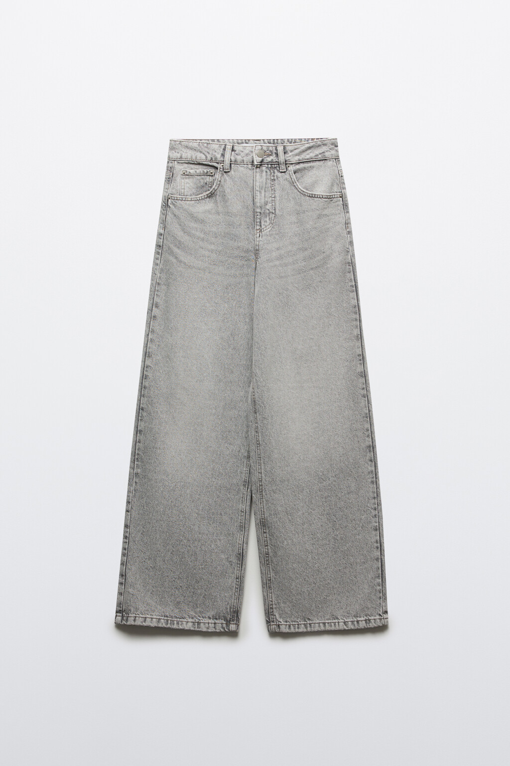 Джинсы широкие с высокой посадкой - цвет серый - 1