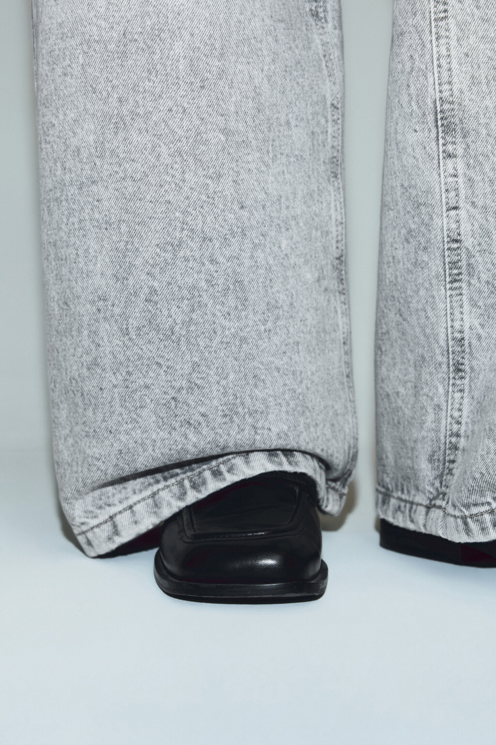 Джинсы широкие с высокой посадкой - цвет серый - 7