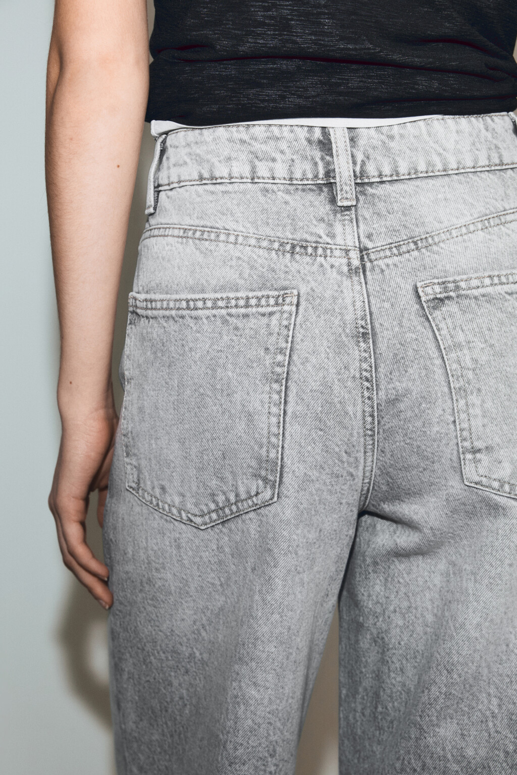 Джинсы широкие с высокой посадкой - цвет серый - 8